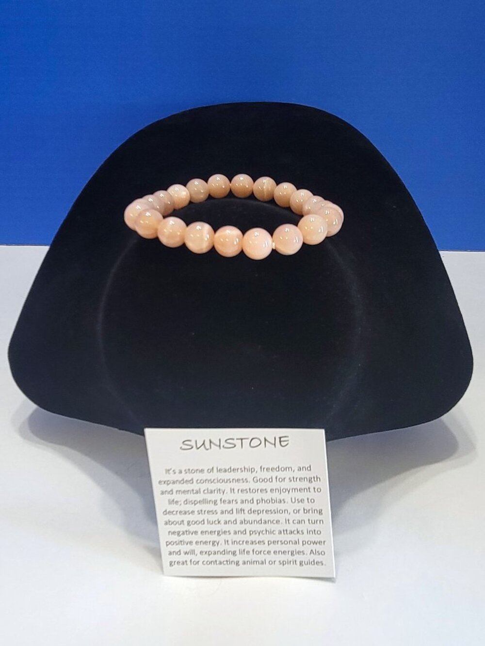 Vintage Natural Sunstone Beaded Bracelet for Mental Clarity